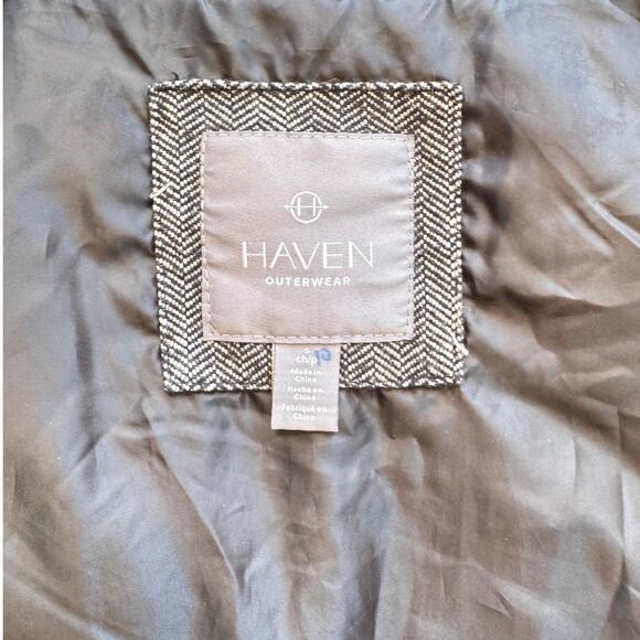 Haven Outerwear Women's Herringbone Quilted Zip-Up Black and White Vest Size S - Picture 3 of 5